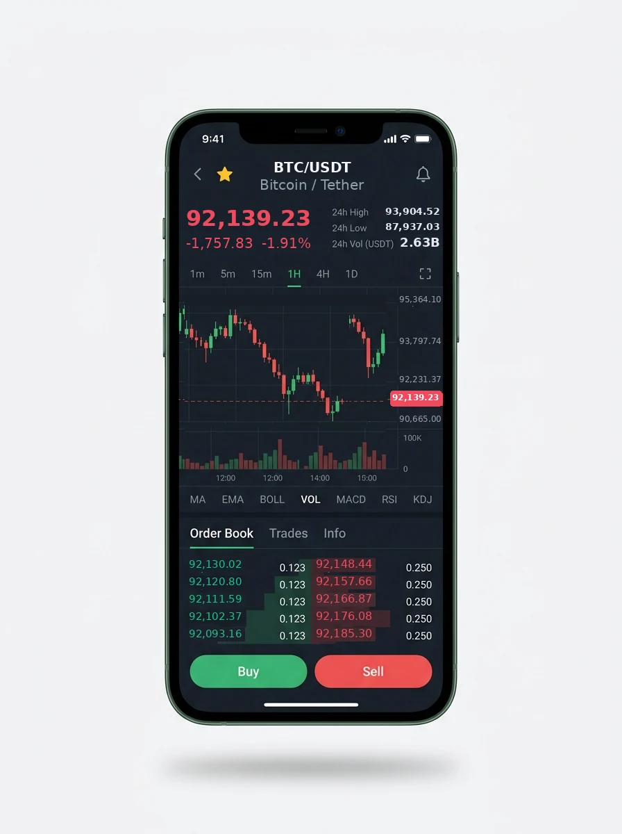 The same portfolio view on a phone screen